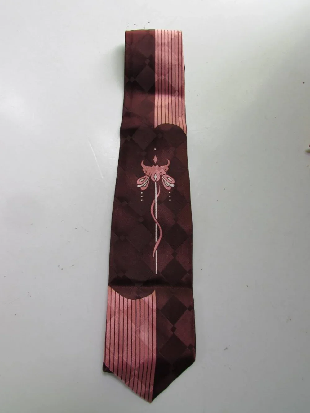 Vintage Men's Neck Tie 1960 Era Chocolate Brown & Pepperberry Unisex Design